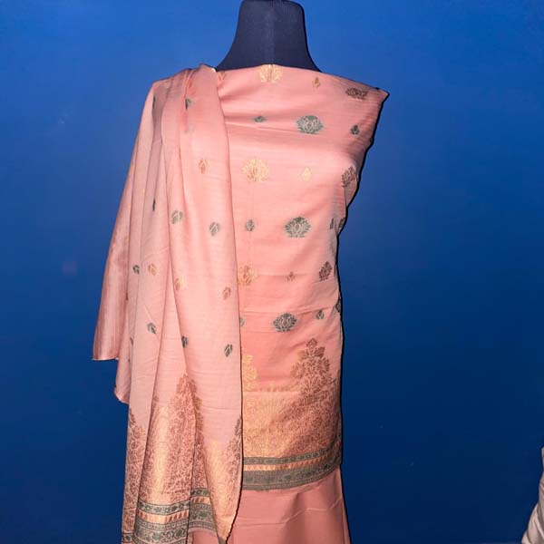 Buy Soft Peach pink colored unstitched suit Online - BEENet Store