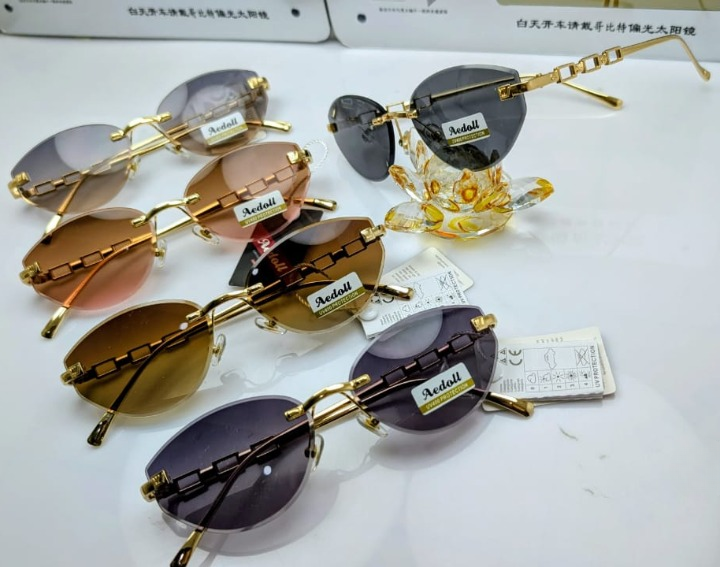 Buy Ladies Rimless Designer Sunglasses  Gradient Lenses  Gold Metal Frame Fashion Eyewear Black Online - BEENet Store