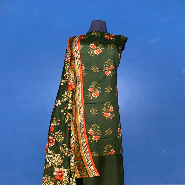Buy Dark forest green ( Block print unstitched suit ) Online - BEENet Store