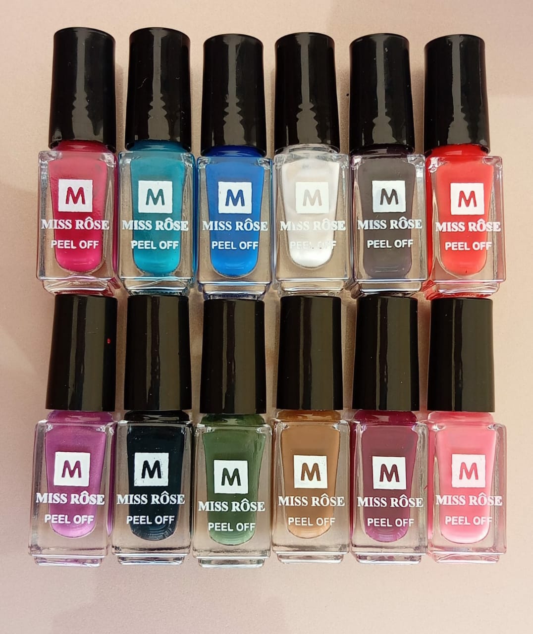 Buy 12 Pcs Miss Rose PeelOff Nail Paint Set Assorted Colors  QuickDry EasytoRemove Nail Polish Online - BEENet Store