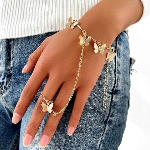 Buy Golden Butterfly Charm Chain Bracelet for Women  Girls  Elegant Lightweight Alloy Hand Wristlet Online - BEENet Store