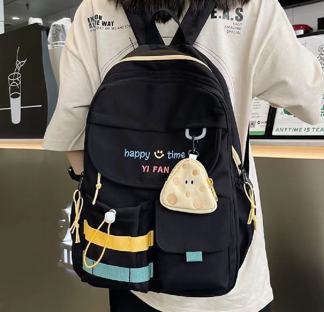 Buy Black Stripe Backpack with Mouse Shaped Coin Purse Online - BEENet Store