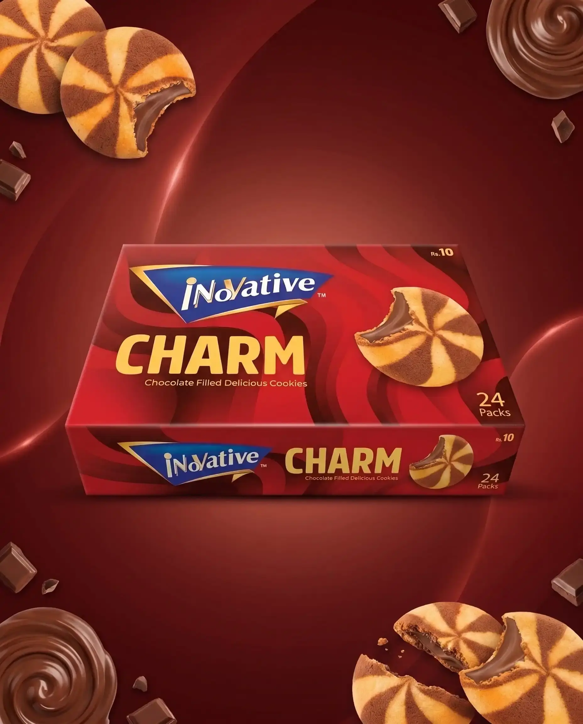 Buy Innovative Charm Chocolate Filled Cookies Box of 24 Packs Online - BEENet Store