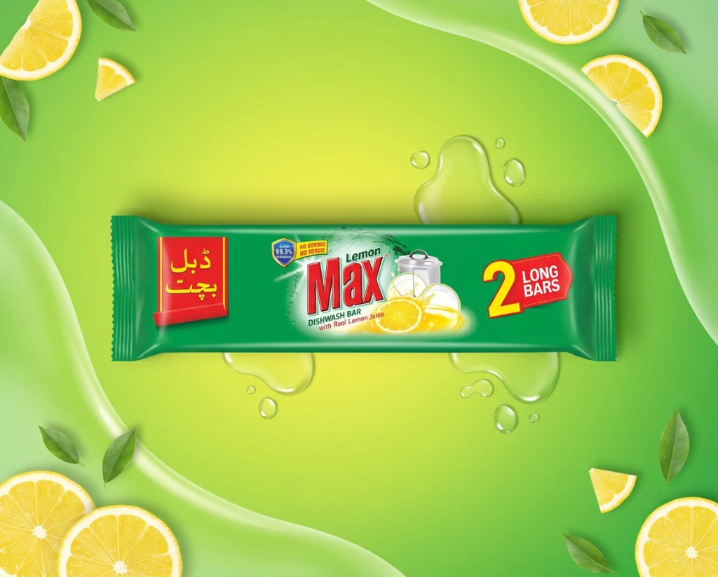 Buy Lemon Max Dishwash Bar with Real Lemon Juice 2 Long Bars Online - BEENet Store