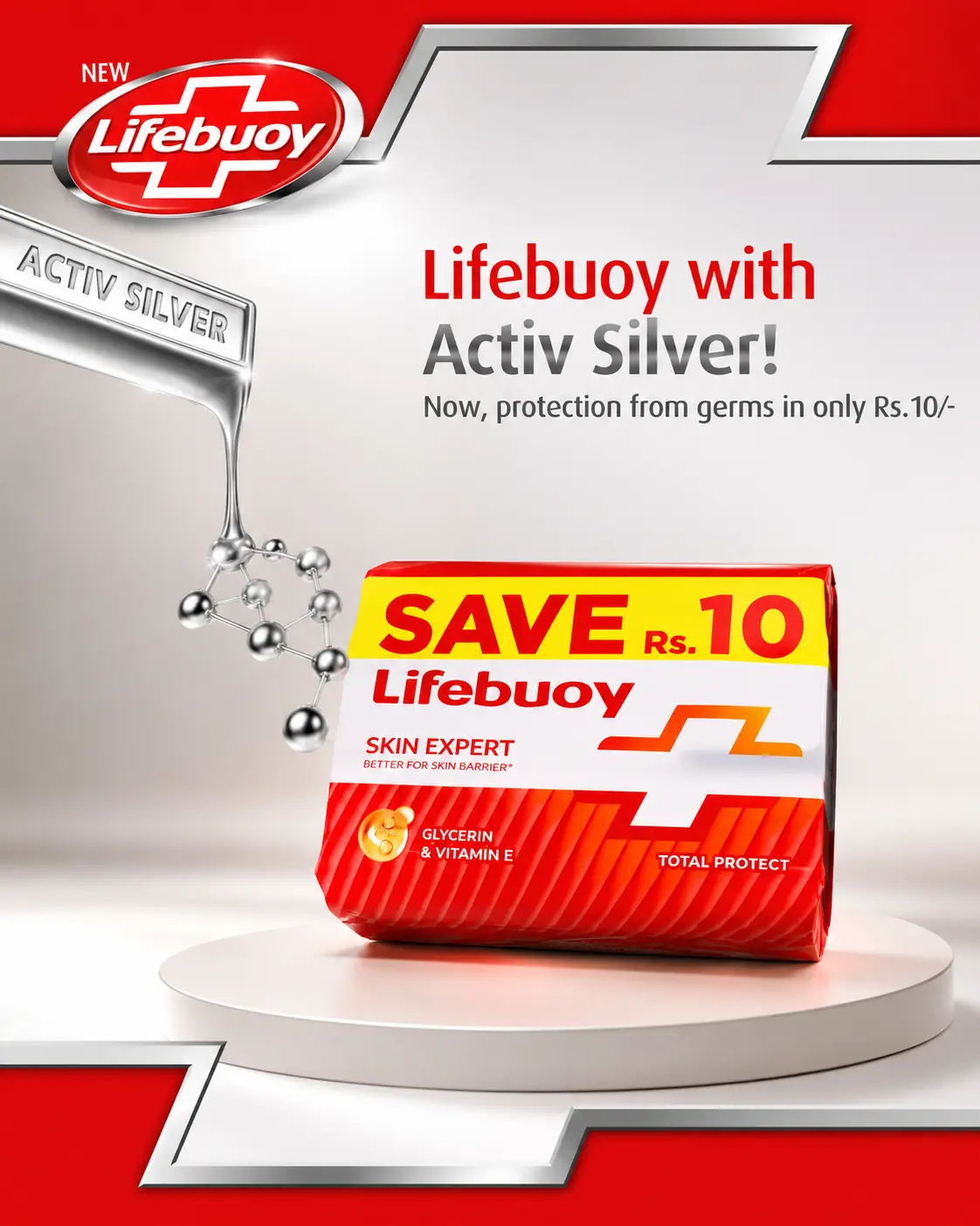 Buy Lifebuoy Total Protect Antibacterial Soap Bar with Activ Silver and Vitamin E Online - BEENet Store