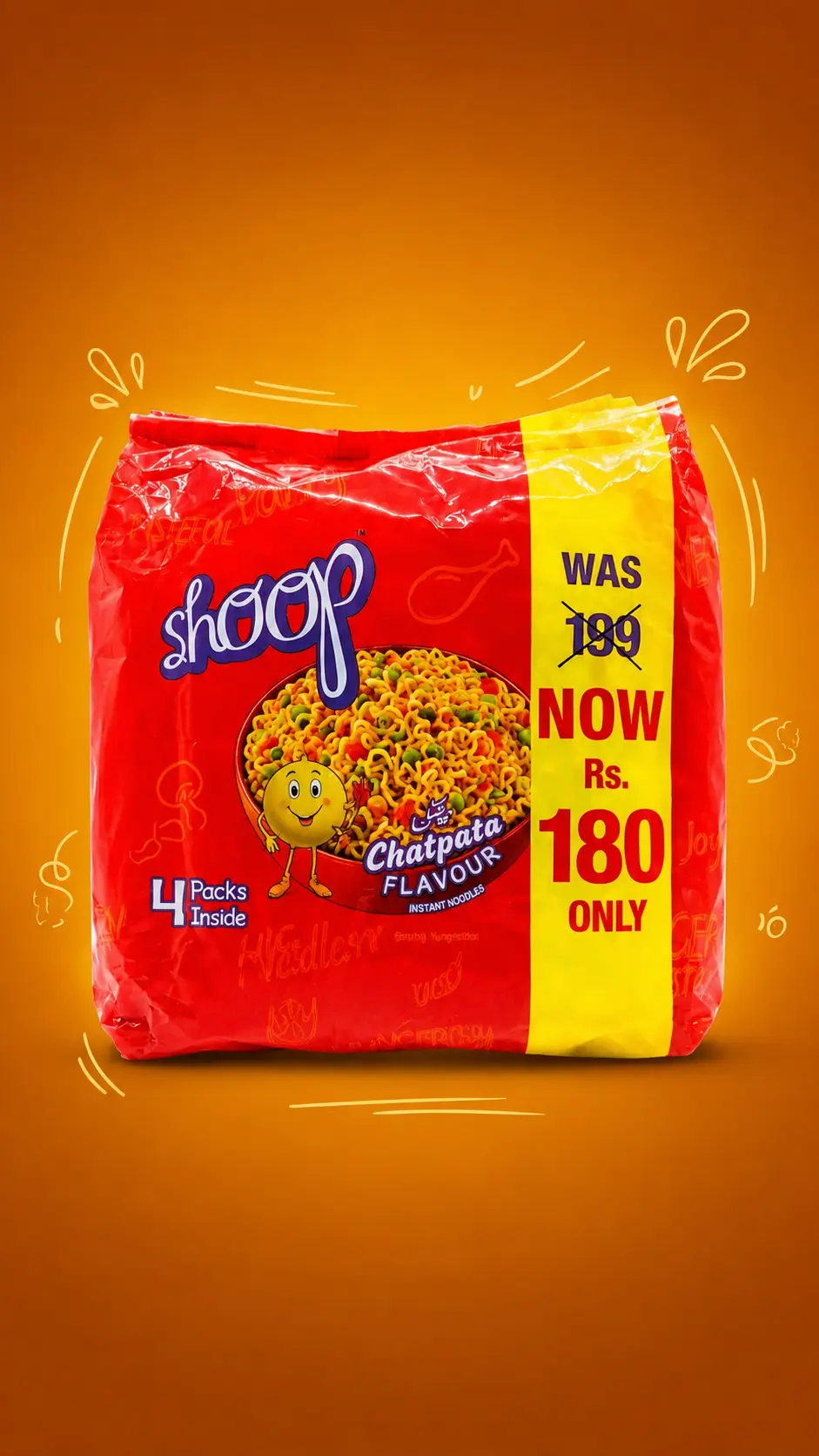 Buy Shoop Chatpata Flavour Instant Noodles Pack of 4 Online - BEENet Store