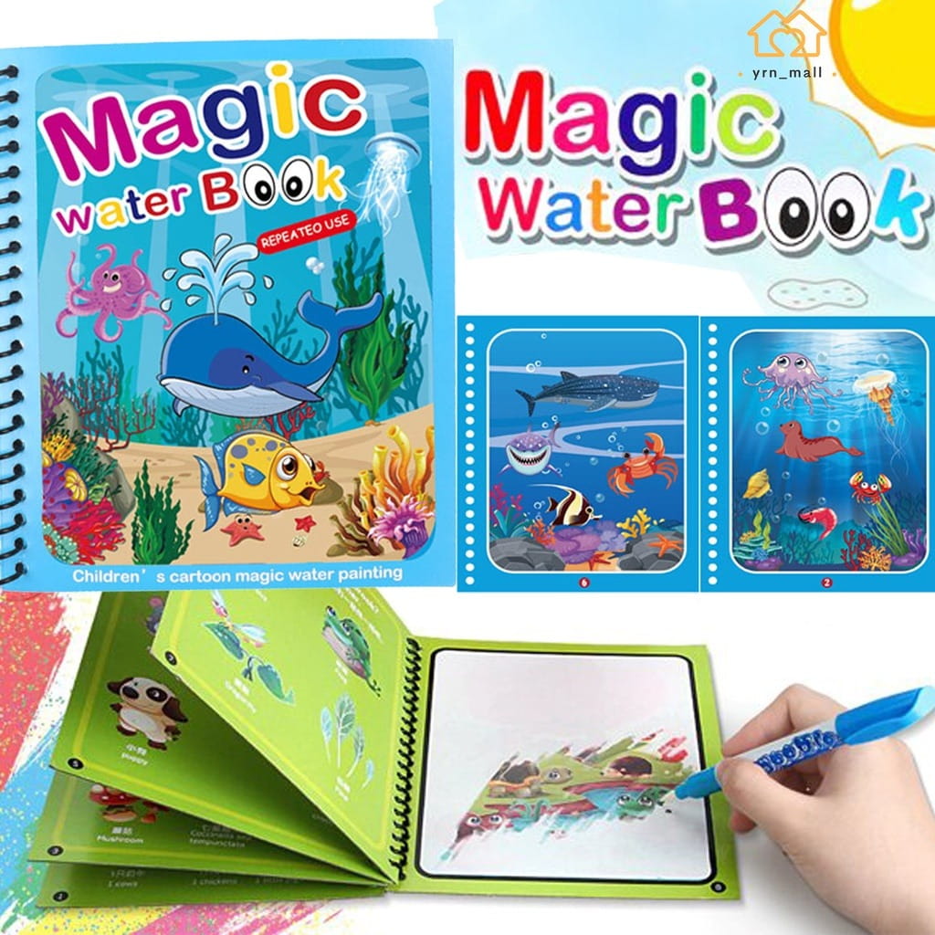 Buy Magic Water Drawing Book for Kids Reusable MessFree Coloring Book with Magic Pen Online - BEENet Store