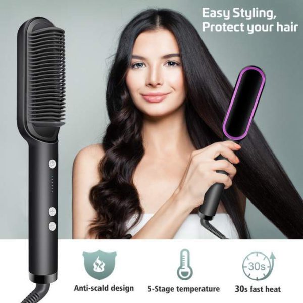 Buy Professional Hair Straightener Brush  AntiScald Comb with 5 Temperature Settings Online - BEENet Store