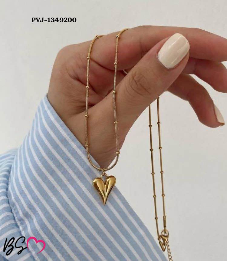 Buy Elegant Golden Heart Pendant  Ball Chain Necklace  Korean Design Online - BEENet Store